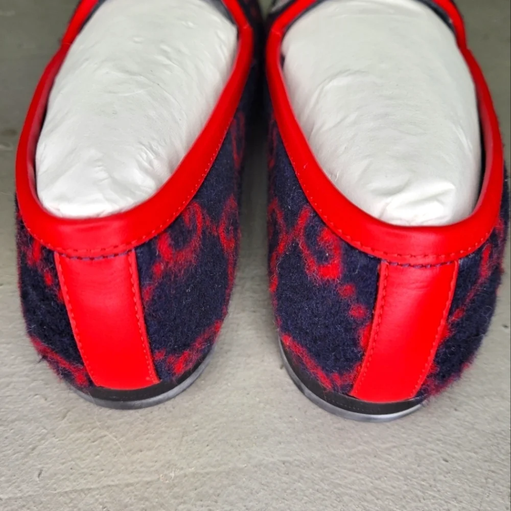 [BNIB] Gucci New Jordaan Wool GG Logo Horsebit Loafer Women 36